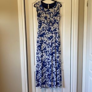 Blue and White Floral Maxi Dress